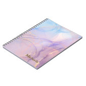 Carnet Marbre Rose Bleu Paillettes Dorées Nom (Côté gauche)