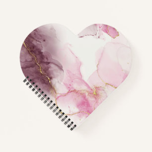 Carnet Marbre Rose Élégant avec Motif de Veine d'Or