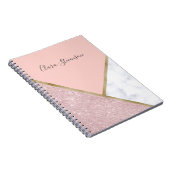 Carnet Marbre rose géométrique élégant de blanc de (Côté Droit)