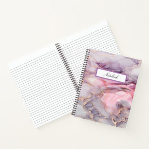 Carnet marbre rose mignon gris élégant