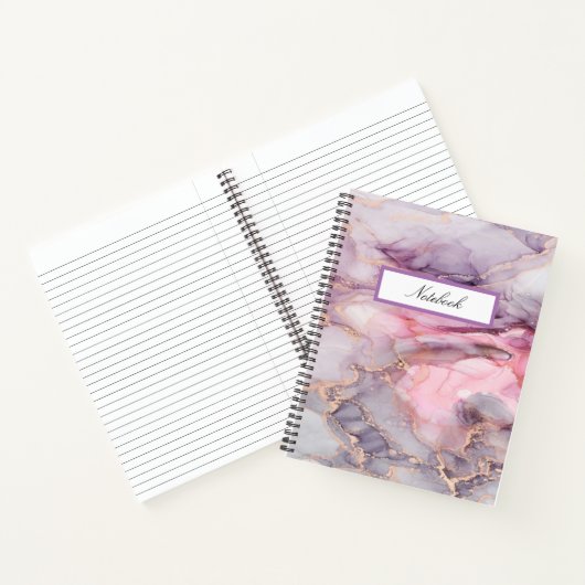 Carnet marbre rose mignon gris élégant (Intérieur)