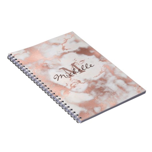 Carnet Marbre Rose or - Effet neige - Élégant (Côté Droit)