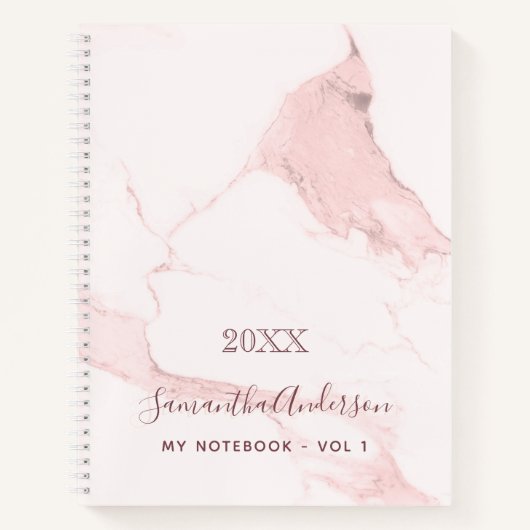 Carnet Marbre rose pâle nom élégant affaires (Devant)