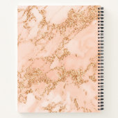 Carnet Marbre rose Parties scintillant or, Nom du script (Dos)