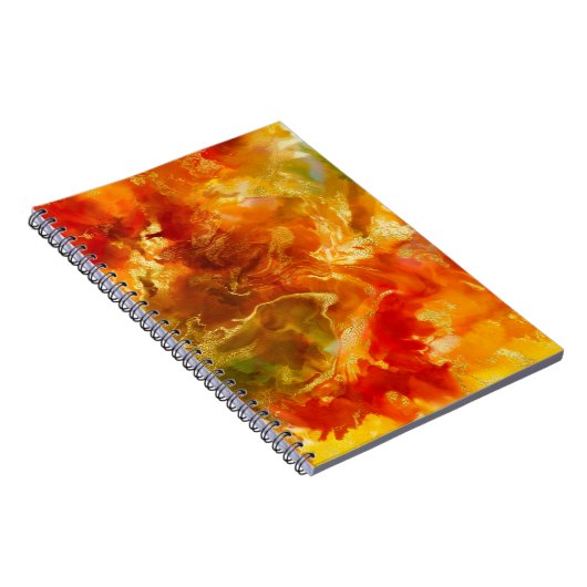 Carnet Marbre rouge, orange, or & jaune (Côté Droit)