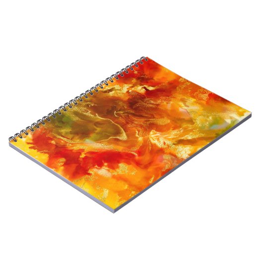 Carnet Marbre rouge, orange, or & jaune (Côté gauche)