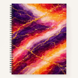 Carnet Marbre Royal Plum & Framboise avec Veinage Doré