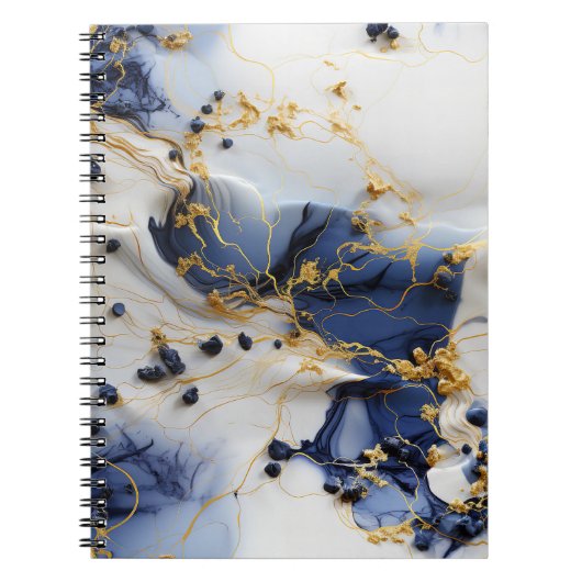 Carnet Marbre Saphir de Minuit avec Fils d'Or (Devant)