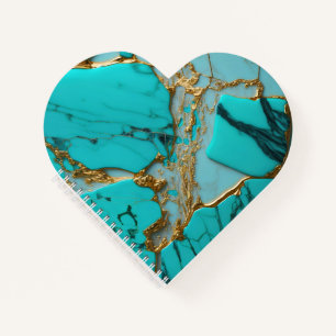 Carnet Marbre Turquoise avec Veines Dorées
