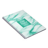 Carnet Marbre Turquoise professionnel élégant avec nom (Côté Droit)