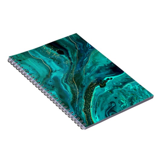 Carnet Marbre vert & Or : Texture luxueuse (Côté Droit)