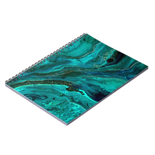 Carnet Marbre vert & Or : Texture luxueuse (Côté gauche)