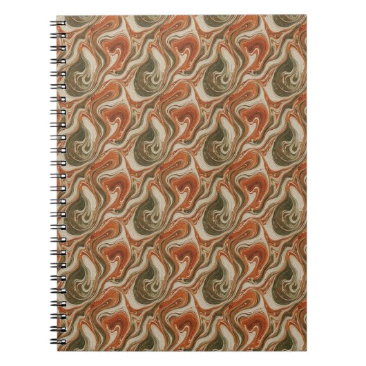 Carnet Marbre Vert Tanné Orange (Devant)