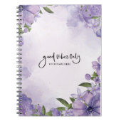 Carnet Marbre violet et fleurs violettes "Good Vibes uniq (Devant)