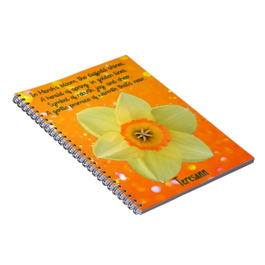 Carnet March Daffodil Birth Flower Spiral Notebook (Côté Droit)