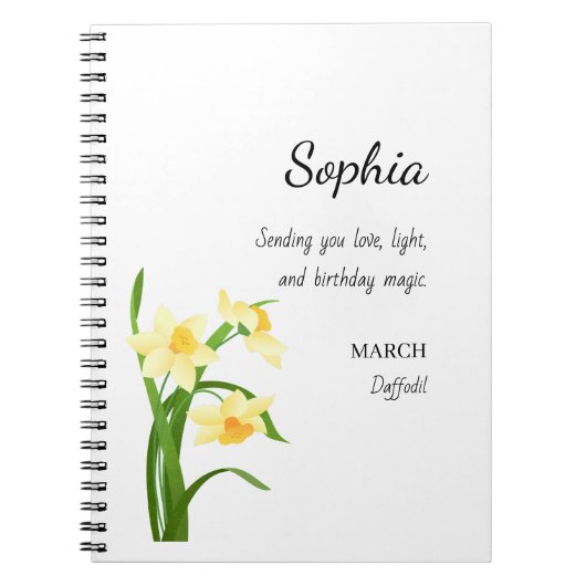 Carnet March Daffodil Personalized Birthday (Devant)