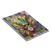 Carnet Mardi Gras Gold et vert Peacock Feature Masque (Côté Droit)