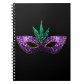 Carnet Mardi Gras Masque violet vert or étincelles noir (Devant)