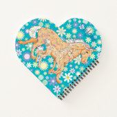 Carnet Mare & Foal Palomino Orange (fleurs/turquoise) (Dos)