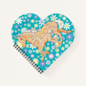 Carnet Mare & Foal Palomino Orange (fleurs/turquoise) (Devant)