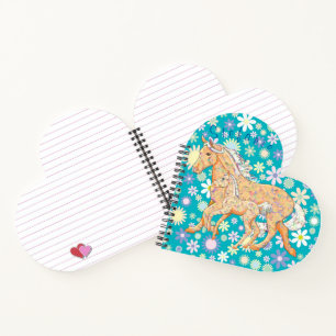 Carnet Mare & Foal Palomino Orange (fleurs/turquoise)