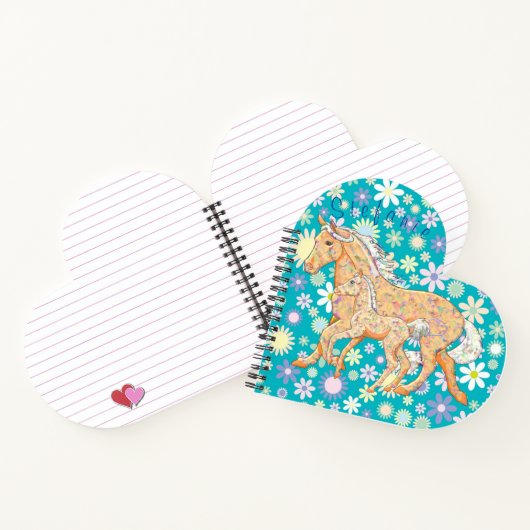 Carnet Mare & Foal Palomino Orange (fleurs/turquoise) (Intérieur)