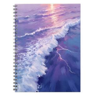 Carnet Marée Violette Peinture Aquarelle Vagues Océaniq