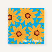 Carnet Marguerite à main jaune soleil sur Aqua (Devant)