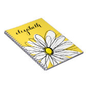 Carnet Marguerite lunaire jaune et blanc avec texte perso (Côté Droit)