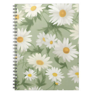 Carnet Marguerites blanches sur Sage Green