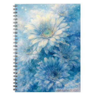 Carnet Marguerites Bleu Céleste Paysage Floral en Rêve