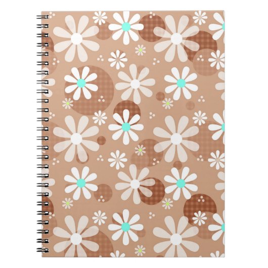 Carnet Marguerites rétro et Pois Brown (Devant)