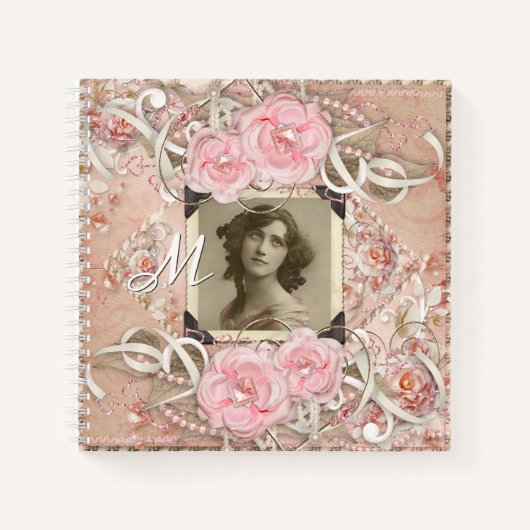 Carnet Mariage Anniversaire Victorien Bride Roses perles (Devant)