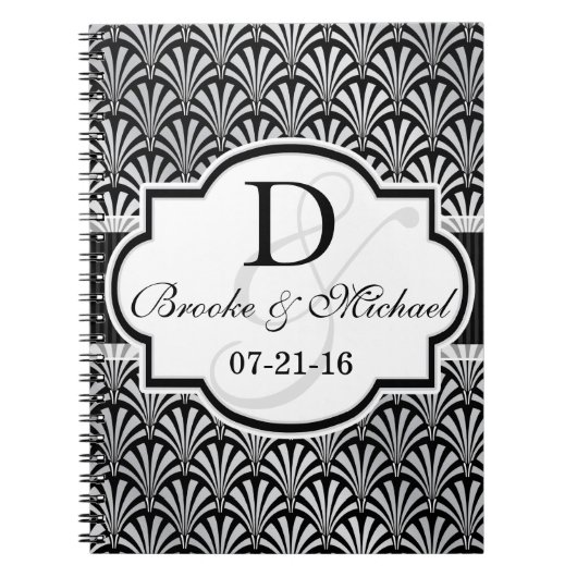 Carnet Mariage Art déco Vintage Noir & Argent (Devant)