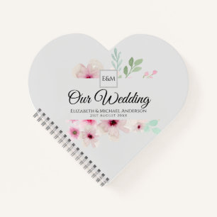 Carnet Mariage au Monogramme Couple Rose Fleurs de Touche