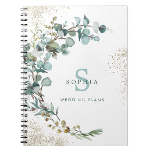 Carnet Mariage Botanique Paillettes Or Eucalyptus