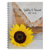 Carnet Mariage campagnard rustique de tournesol et dentel (Devant)