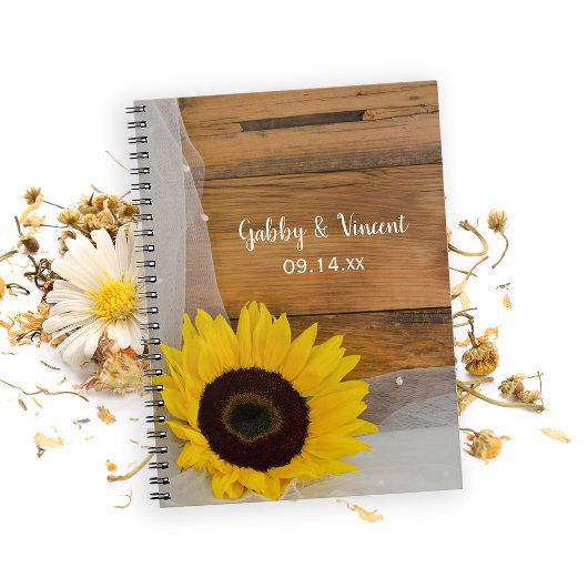 Carnet Mariage campagnard rustique tournesol et voile