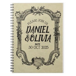 Carnet Mariage classique Vintage vert noir
