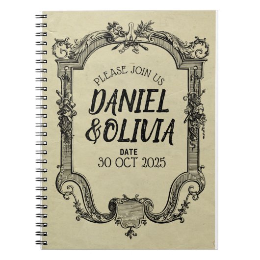 Carnet Mariage classique Vintage vert noir (Devant)