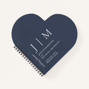 Carnet Mariage d'amour simple formel bleu marine et blanc