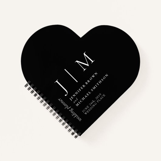Carnet Mariage d'amour simple formel noir et blanc (Devant)