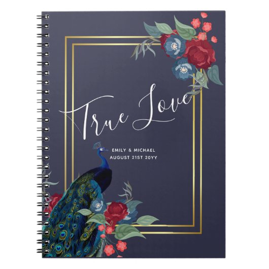 Carnet Mariage de automne d'hiver Peacock Blue Burgundy (Devant)