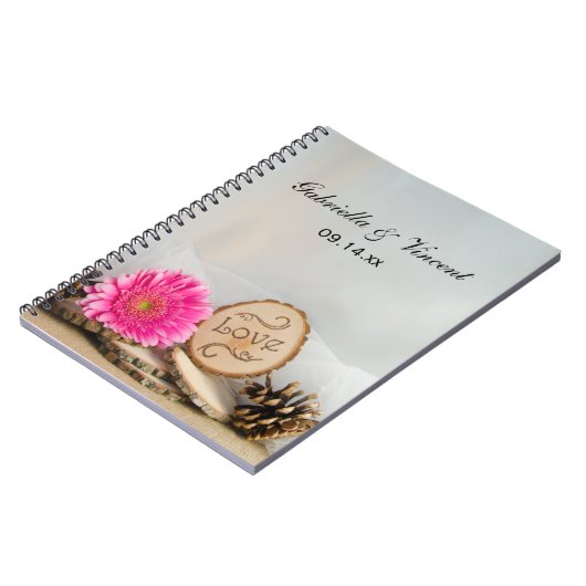 Carnet Mariage de bois rose rustique (Côté gauche)