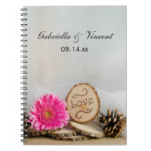 Carnet Mariage de bois rose rustique (Devant)