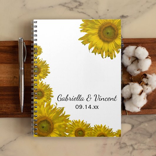Carnet Mariage de bord de tournesol jaune