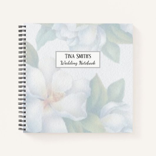 Carnet Mariage de fleurs de bois blanc argenté (Devant)