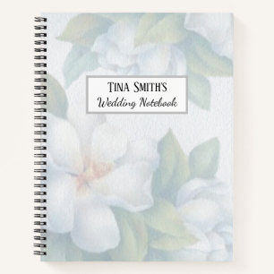 Carnet Mariage de fleurs de bois blanc argenté