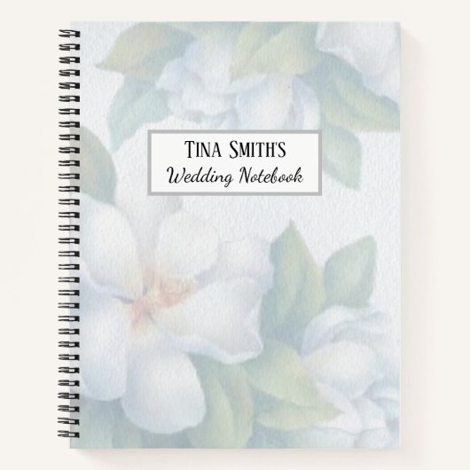 Carnet Mariage de fleurs de bois blanc argenté (Devant)