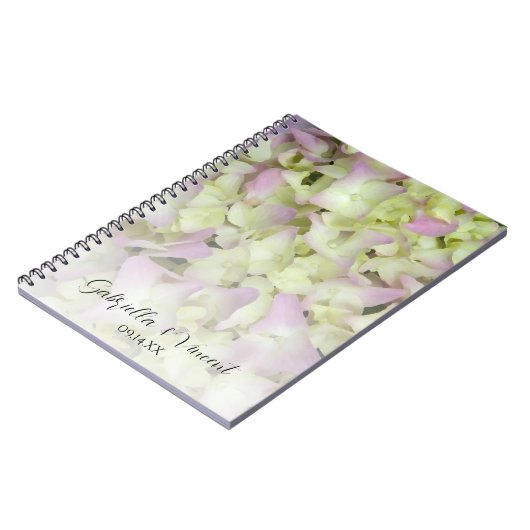 Carnet Mariage de fleurs d'Hydrangée presque roses (Côté gauche)